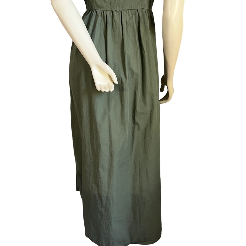 Who What Wear | Womens 100% Cotton Army Green  Button Up Wide Hem Midi Dress | M - Picture 13 of 17